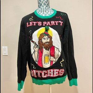 Spencer’s Let’s Party Btches Jesus Ugly Christmas Sweater